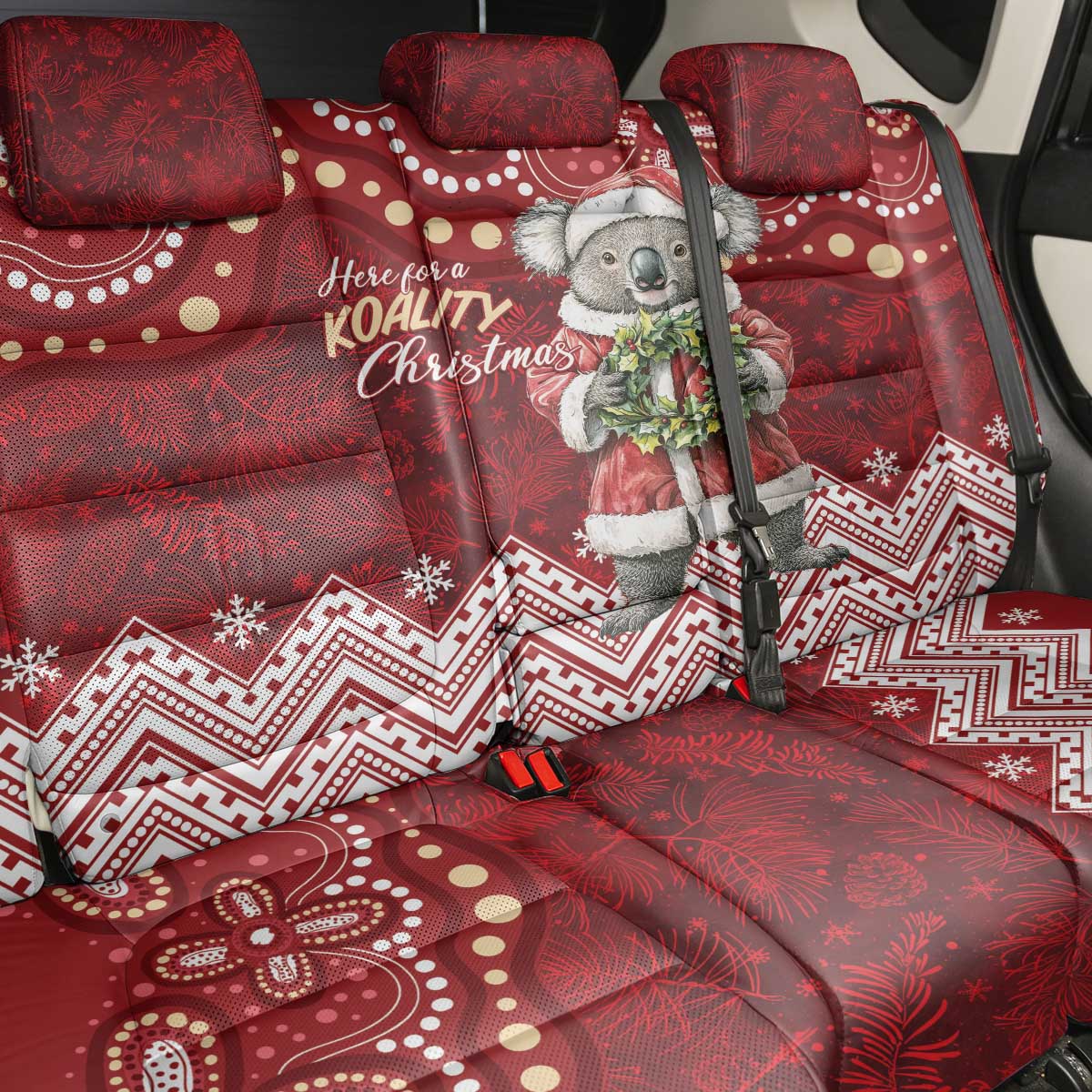 Here For A Koality Xmas Australia Abogirinal Back Car Seat Cover Santa Koala - Aussie Hoodie