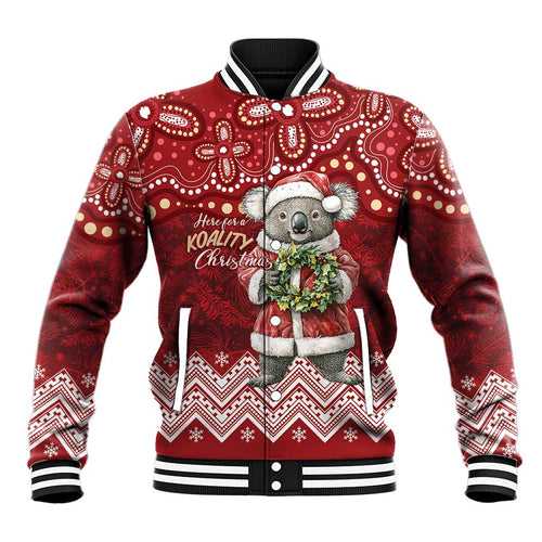 Here For A Koality Xmas Australia Abogirinal Baseball Jacket Santa Koala - Aussie Hoodie