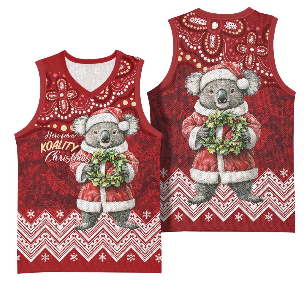 Here For A Koality Xmas Australia Abogirinal Basketball Jersey Santa Koala - Aussie Hoodie