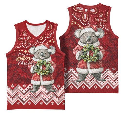 Here For A Koality Xmas Australia Abogirinal Basketball Jersey Santa Koala - Aussie Hoodie