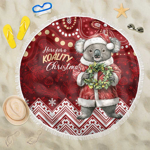 Here For A Koality Xmas Australia Abogirinal Beach Blanket Santa Koala - Aussie Hoodie