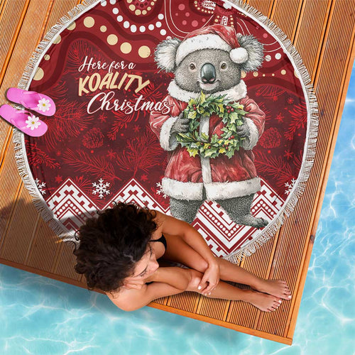 Here For A Koality Xmas Australia Abogirinal Beach Blanket Santa Koala - Aussie Hoodie