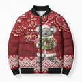 Here For A Koality Xmas Australia Abogirinal Bomber Puffer Jacket Santa Koala - Aussie Hoodie