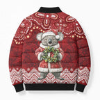 Here For A Koality Xmas Australia Abogirinal Bomber Puffer Jacket Santa Koala - Aussie Hoodie