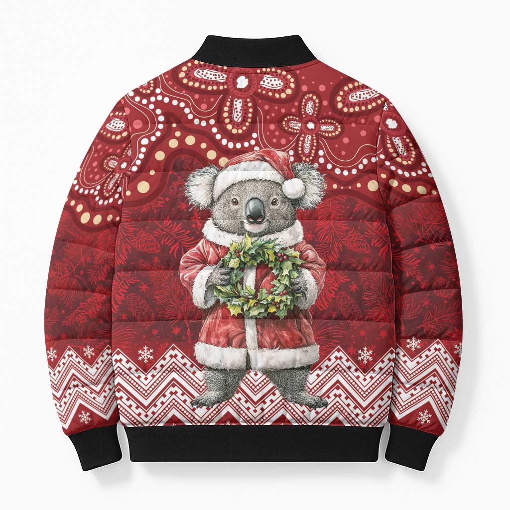 Here For A Koality Xmas Australia Abogirinal Bomber Puffer Jacket Santa Koala - Aussie Hoodie
