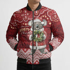 Here For A Koality Xmas Australia Abogirinal Bomber Puffer Jacket Santa Koala - Aussie Hoodie