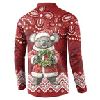Here For A Koality Xmas Australia Abogirinal Button Sweatshirt Santa Koala - Aussie Hoodie