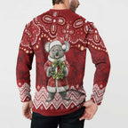 Here For A Koality Xmas Australia Abogirinal Button Sweatshirt Santa Koala - Aussie Hoodie