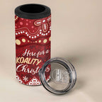 Here For A Koality Xmas Australia Abogirinal 4 in 1 Can Cooler Tumbler Santa Koala - Aussie Hoodie