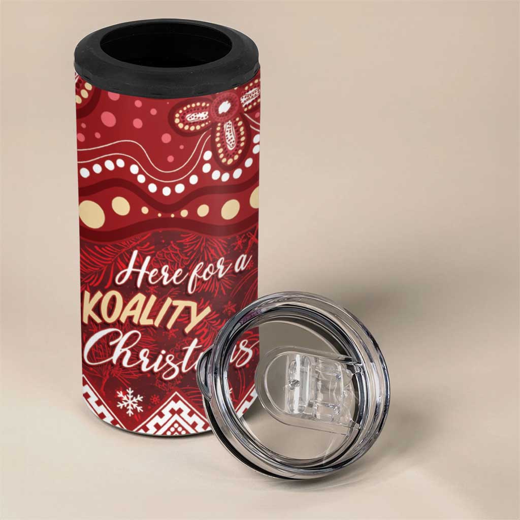Here For A Koality Xmas Australia Abogirinal 4 in 1 Can Cooler Tumbler Santa Koala - Aussie Hoodie
