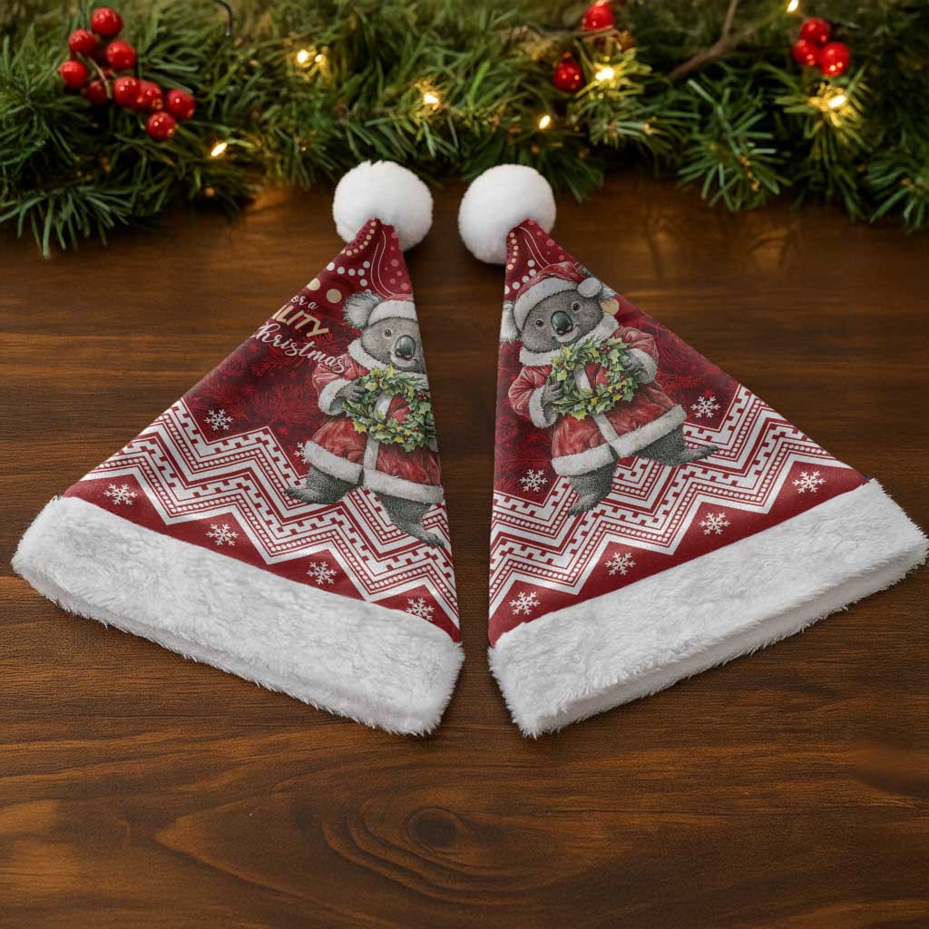 Here For A Koality Xmas Australia Abogirinal Christmas Santa Hat Santa Koala - Aussie Hoodie