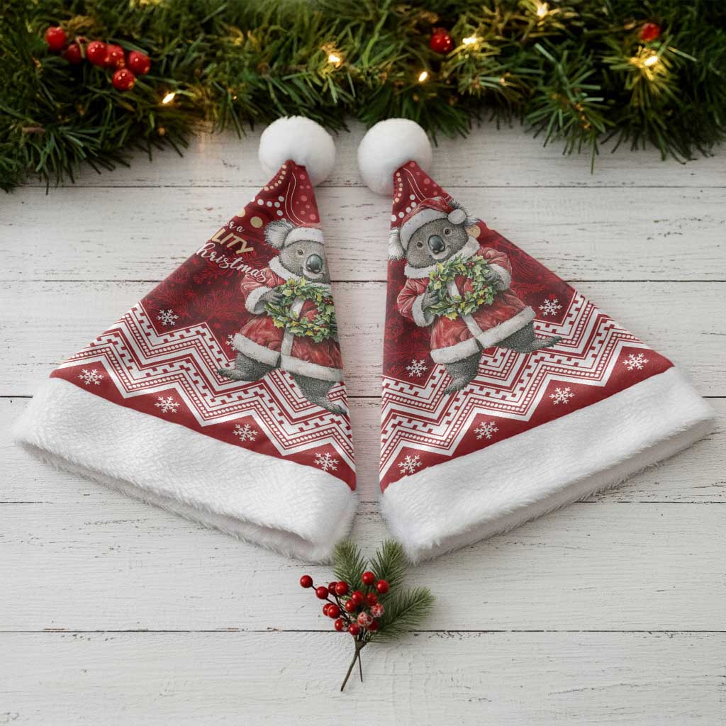 Here For A Koality Xmas Australia Abogirinal Christmas Santa Hat Santa Koala - Aussie Hoodie