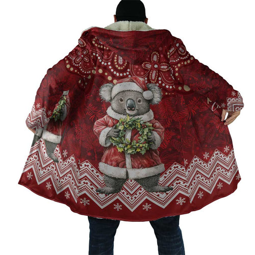 Here For A Koality Xmas Australia Abogirinal Cloak Santa Koala - Aussie Hoodie