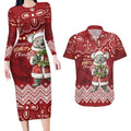 Here For A Koality Xmas Australia Abogirinal Couples Matching Long Sleeve Bodycon Dress and Hawaiian Shirt Santa Koala - Aussie Hoodie