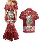 Here For A Koality Xmas Australia Abogirinal Couples Matching Mermaid Dress and Hawaiian Shirt Santa Koala - Aussie Hoodie