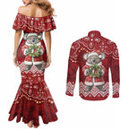 Here For A Koality Xmas Australia Abogirinal Couples Matching Mermaid Dress and Long Sleeve Button Shirt Santa Koala - Aussie Hoodie