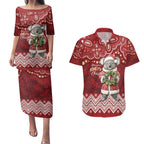 Here For A Koality Xmas Australia Abogirinal Couples Matching Puletasi and Hawaiian Shirt Santa Koala - Aussie Hoodie