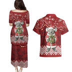 Here For A Koality Xmas Australia Abogirinal Couples Matching Puletasi and Hawaiian Shirt Santa Koala - Aussie Hoodie