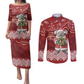 Here For A Koality Xmas Australia Abogirinal Couples Matching Puletasi and Long Sleeve Button Shirt Santa Koala - Aussie Hoodie