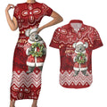 Here For A Koality Xmas Australia Abogirinal Couples Matching Short Sleeve Bodycon Dress and Hawaiian Shirt Santa Koala - Aussie Hoodie