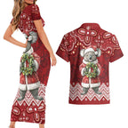 Here For A Koality Xmas Australia Abogirinal Couples Matching Short Sleeve Bodycon Dress and Hawaiian Shirt Santa Koala - Aussie Hoodie