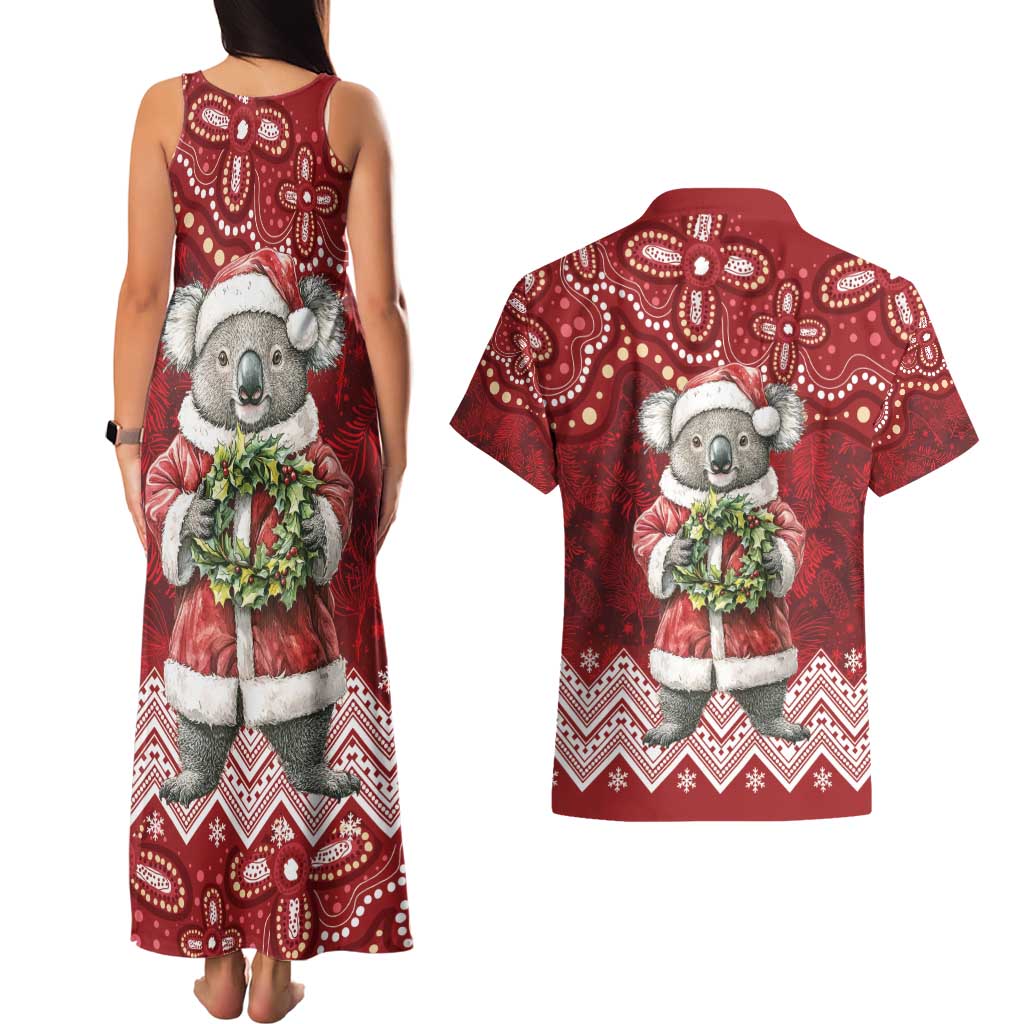 Here For A Koality Xmas Australia Abogirinal Couples Matching Tank Maxi Dress and Hawaiian Shirt Santa Koala - Aussie Hoodie