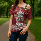 Here For A Koality Xmas Australia Abogirinal Cross Shoulder Shirt Santa Koala - Aussie Hoodie