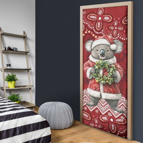 Here For A Koality Xmas Australia Abogirinal Door Cover Santa Koala - Aussie Hoodie