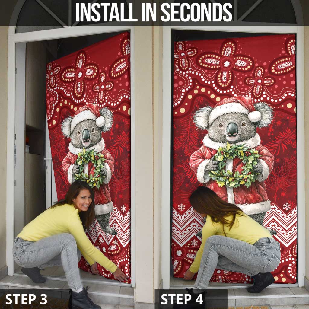 Here For A Koality Xmas Australia Abogirinal Door Cover Santa Koala - Aussie Hoodie