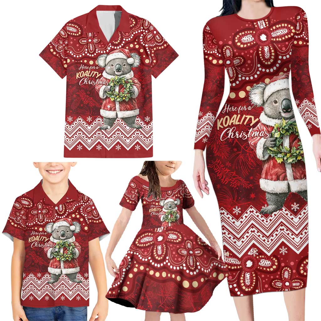 Here For A Koality Xmas Australia Abogirinal Family Matching Long Sleeve Bodycon Dress and Hawaiian Shirt Santa Koala - Aussie Hoodie