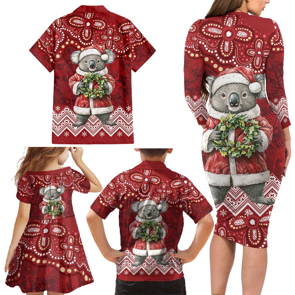 Here For A Koality Xmas Australia Abogirinal Family Matching Long Sleeve Bodycon Dress and Hawaiian Shirt Santa Koala - Aussie Hoodie