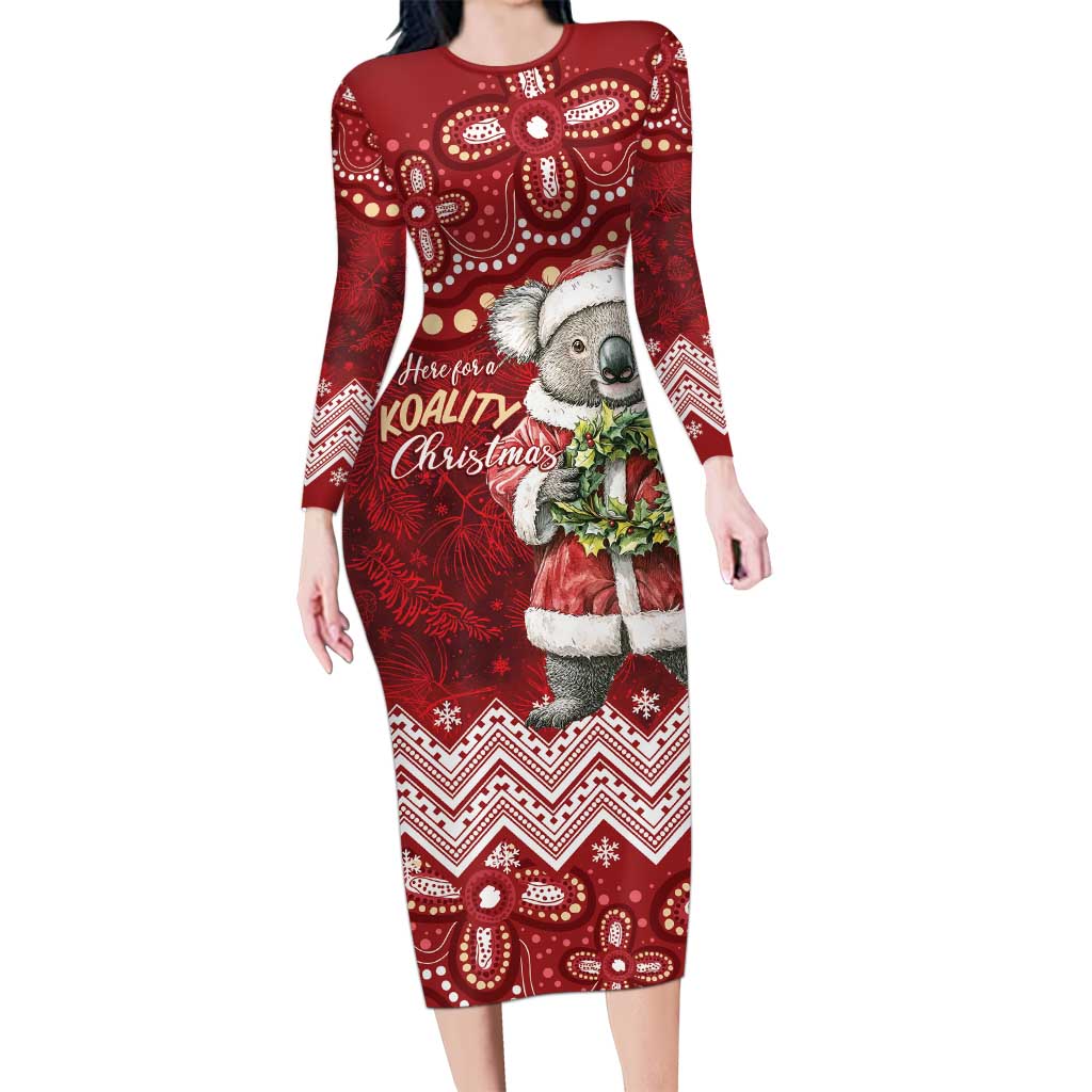 Here For A Koality Xmas Australia Abogirinal Family Matching Long Sleeve Bodycon Dress and Hawaiian Shirt Santa Koala - Aussie Hoodie