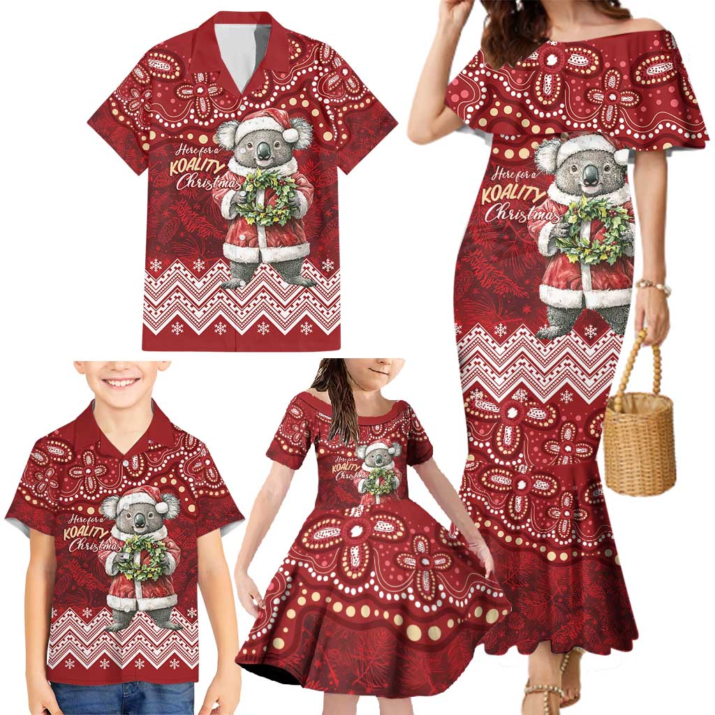 Here For A Koality Xmas Australia Abogirinal Family Matching Mermaid Dress and Hawaiian Shirt Santa Koala - Aussie Hoodie