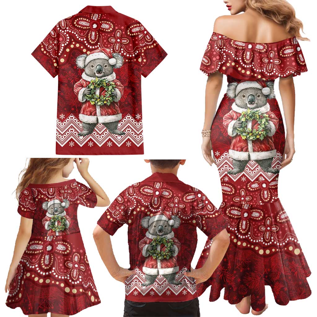 Here For A Koality Xmas Australia Abogirinal Family Matching Mermaid Dress and Hawaiian Shirt Santa Koala - Aussie Hoodie
