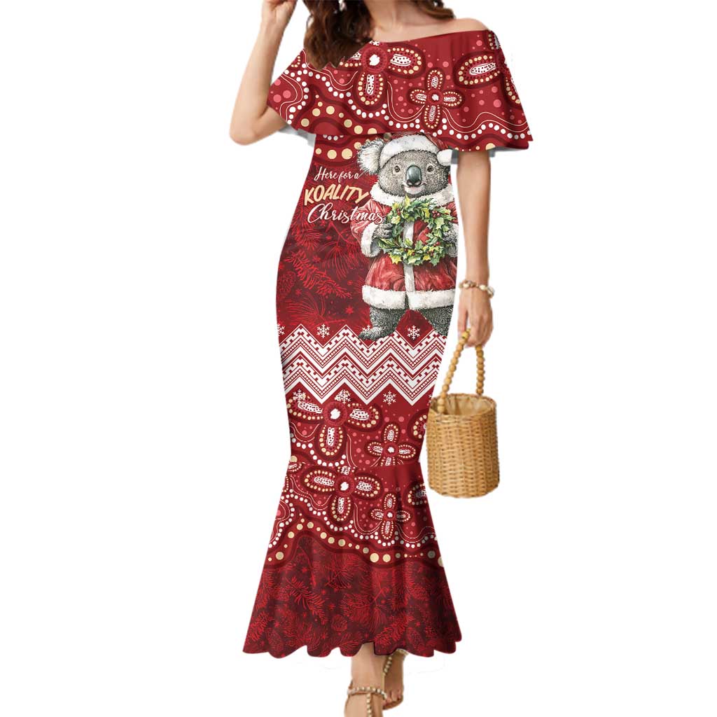 Here For A Koality Xmas Australia Abogirinal Family Matching Mermaid Dress and Hawaiian Shirt Santa Koala - Aussie Hoodie