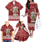 Here For A Koality Xmas Australia Abogirinal Family Matching Off The Shoulder Long Sleeve Dress and Hawaiian Shirt Santa Koala - Aussie Hoodie