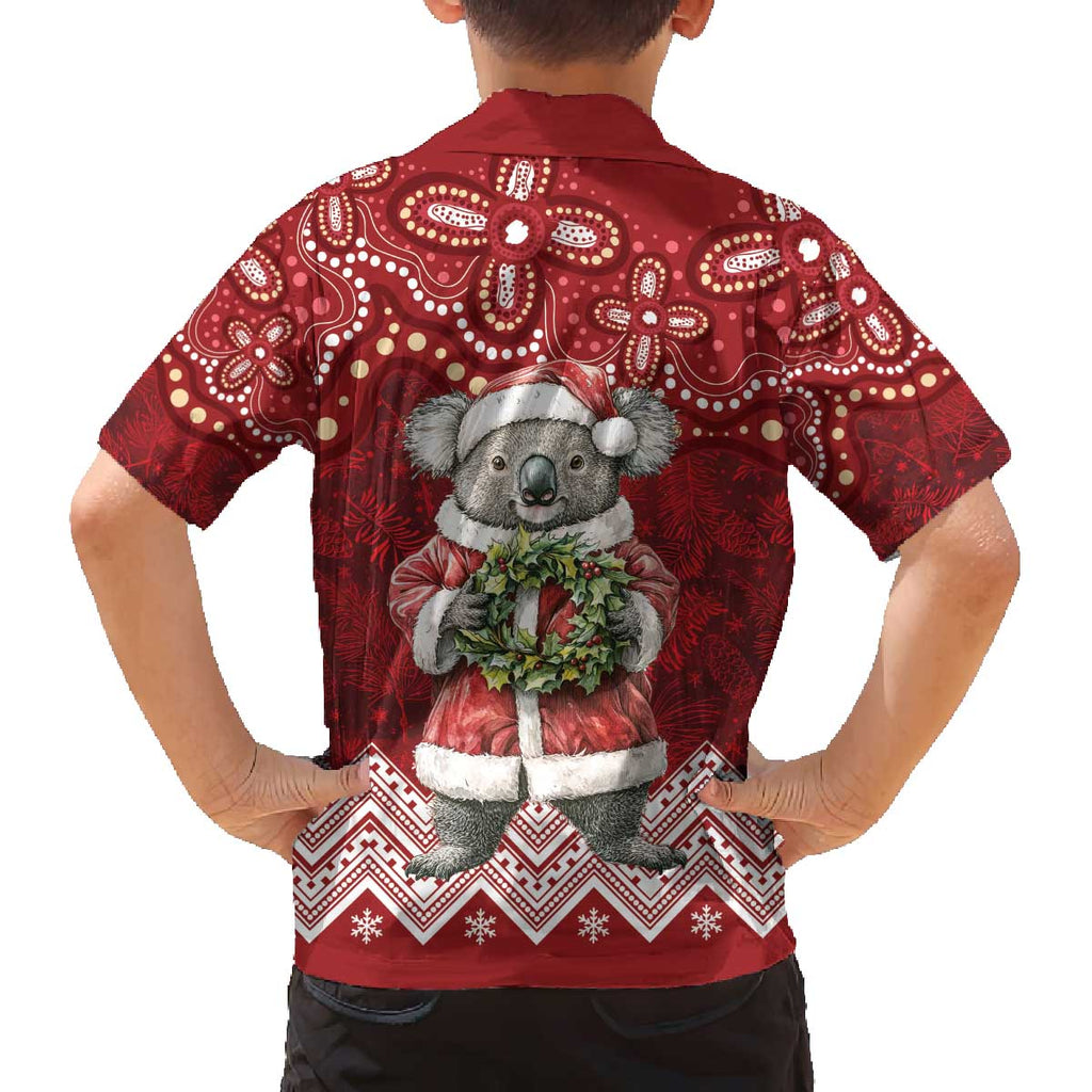 Here For A Koality Xmas Australia Abogirinal Family Matching Off The Shoulder Long Sleeve Dress and Hawaiian Shirt Santa Koala - Aussie Hoodie