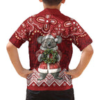 Here For A Koality Xmas Australia Abogirinal Family Matching Off The Shoulder Long Sleeve Dress and Hawaiian Shirt Santa Koala - Aussie Hoodie