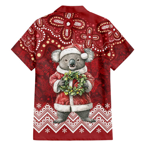 Here For A Koality Xmas Australia Abogirinal Family Matching Off The Shoulder Long Sleeve Dress and Hawaiian Shirt Santa Koala - Aussie Hoodie