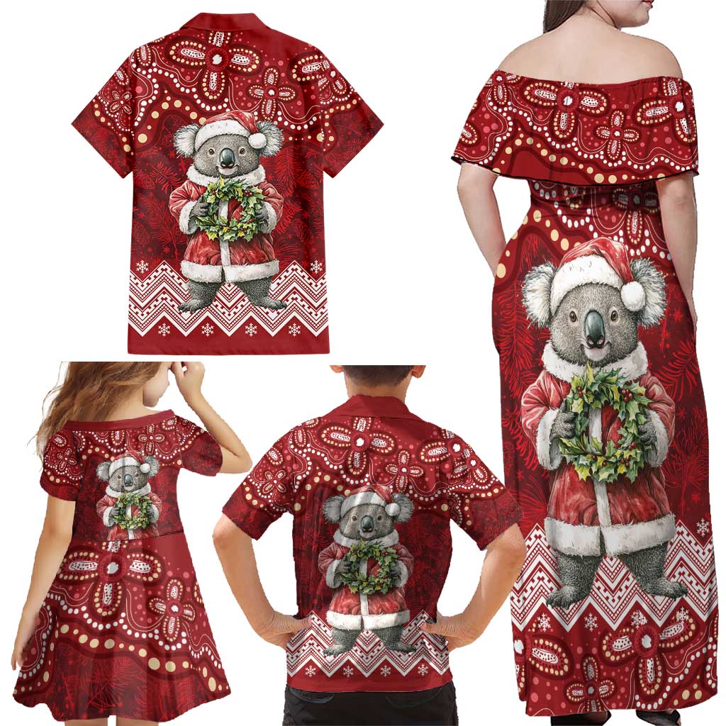Here For A Koality Xmas Australia Abogirinal Family Matching Off Shoulder Maxi Dress and Hawaiian Shirt Santa Koala - Aussie Hoodie