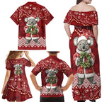Here For A Koality Xmas Australia Abogirinal Family Matching Off Shoulder Maxi Dress and Hawaiian Shirt Santa Koala - Aussie Hoodie