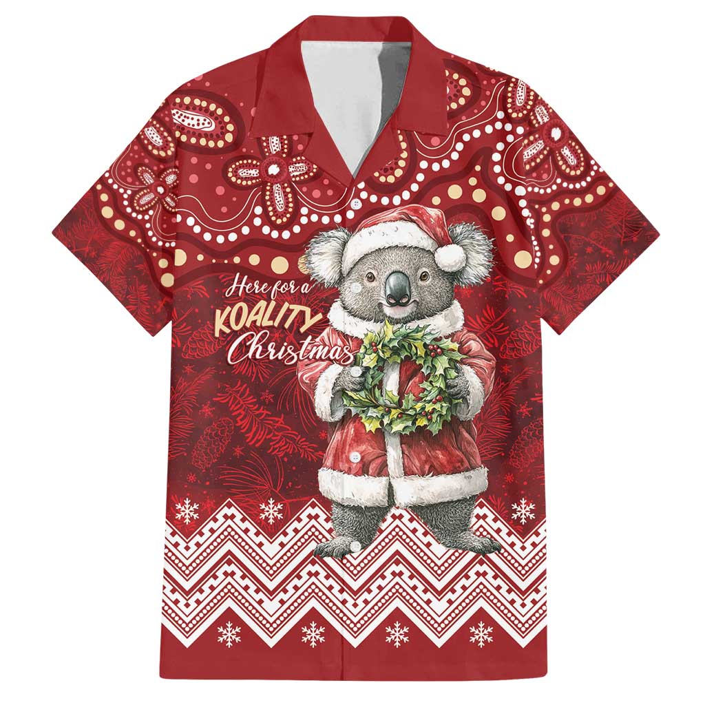 Here For A Koality Xmas Australia Abogirinal Family Matching Off Shoulder Maxi Dress and Hawaiian Shirt Santa Koala - Aussie Hoodie