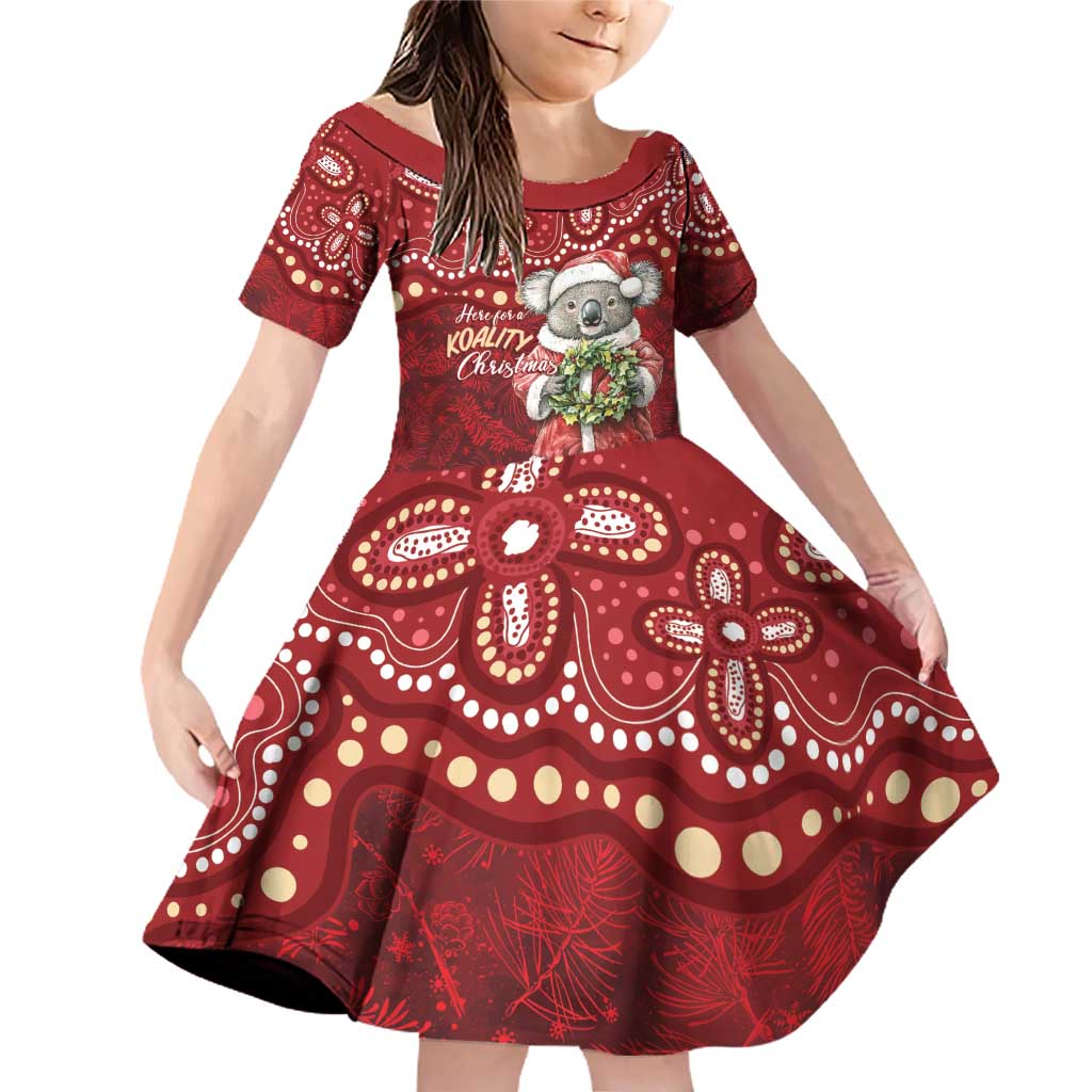 Here For A Koality Xmas Australia Abogirinal Family Matching Off Shoulder Short Dress and Hawaiian Shirt Santa Koala - Aussie Hoodie