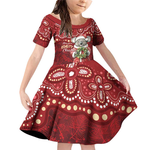 Here For A Koality Xmas Australia Abogirinal Family Matching Off Shoulder Short Dress and Hawaiian Shirt Santa Koala - Aussie Hoodie