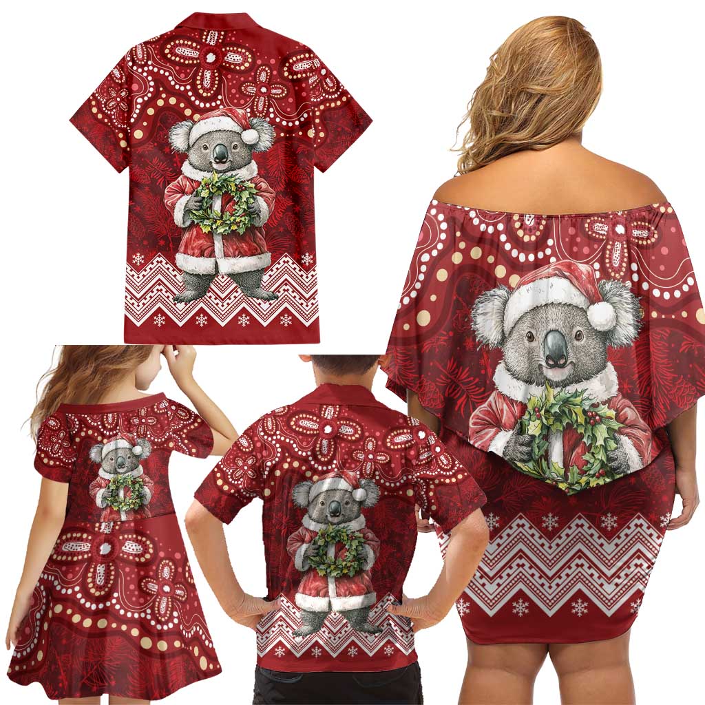 Here For A Koality Xmas Australia Abogirinal Family Matching Off Shoulder Short Dress and Hawaiian Shirt Santa Koala - Aussie Hoodie