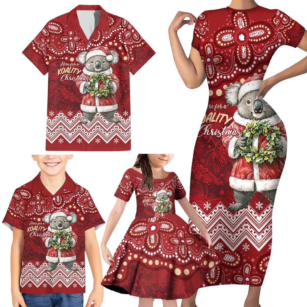 Here For A Koality Xmas Australia Abogirinal Family Matching Short Sleeve Bodycon Dress and Hawaiian Shirt Santa Koala - Aussie Hoodie