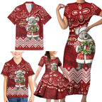 Here For A Koality Xmas Australia Abogirinal Family Matching Short Sleeve Bodycon Dress and Hawaiian Shirt Santa Koala - Aussie Hoodie