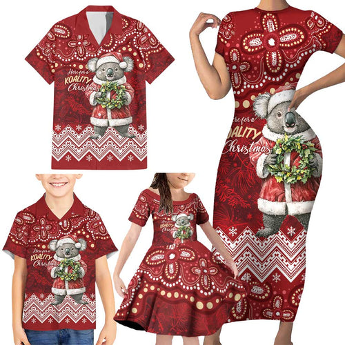 Here For A Koality Xmas Australia Abogirinal Family Matching Short Sleeve Bodycon Dress and Hawaiian Shirt Santa Koala - Aussie Hoodie