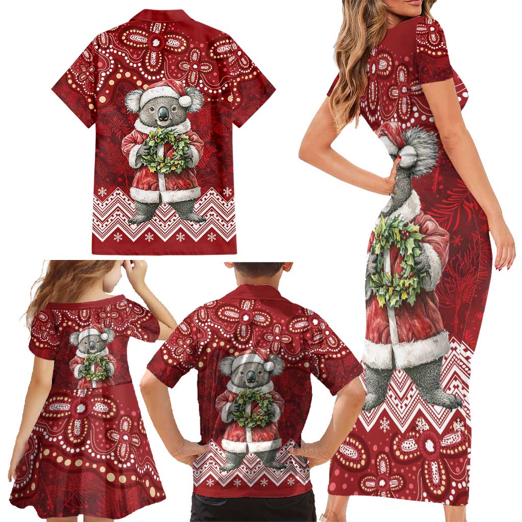 Here For A Koality Xmas Australia Abogirinal Family Matching Short Sleeve Bodycon Dress and Hawaiian Shirt Santa Koala - Aussie Hoodie