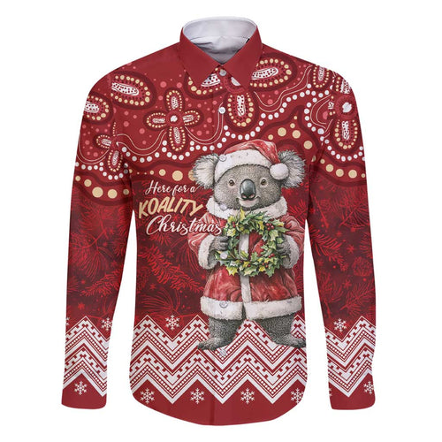Here For A Koality Xmas Australia Abogirinal Family Matching Short Sleeve Bodycon Dress and Hawaiian Shirt Santa Koala - Aussie Hoodie